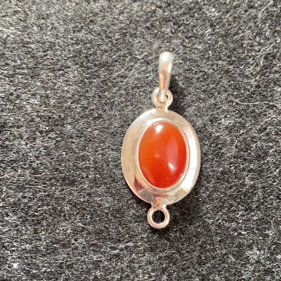 Natural Carnelian jewellery set of earrings and pendant. 925 sterling silver - Picture 5 of 9